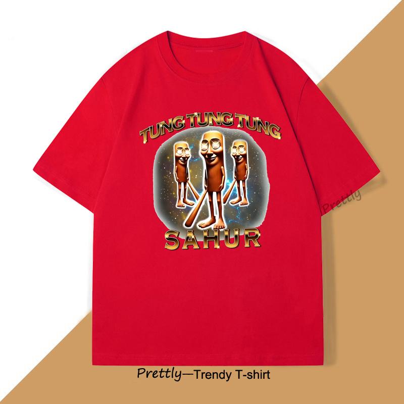 

Mens Tshirt Funny Tung Sahur Brain Rot T Shirt Casual Cotton Weird Tshirt Italian Brainrot Meme Tee Rap TShirt Men Women Tees S
