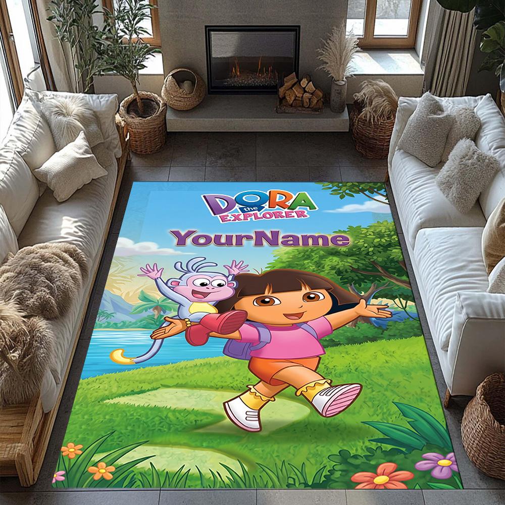 Dora Explorer Customizable Name Floor Rug Office Rug Perfect for Outdoor Dormitory Study room Playrooms Anti-slip Rug Decorate Offices