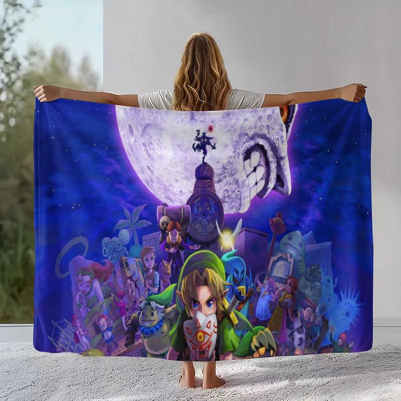 Retro Z-Zelda Cartoon Link Games Flannel Blanket,Ultra Soft Warm Plush Throw for Home Bedroom Bed Sofa Cover Camping Picnic Kid