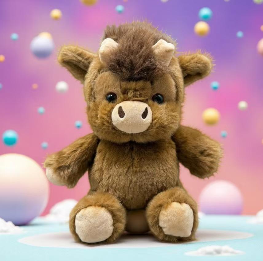 TreasuringU New Scottish Highland Cattle Plush Toy Fun Highland Cow Stuffed Doll Cartoon Cattle Plushie Room Decor Children Gift