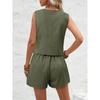 V-neck Button Vest Casual Shorts SETV Collar Button Vest Casual Shorts Suit