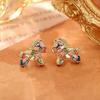 Rhinestone New Year Pony Jewelry Set Copper Vintage Zircon Earrings Necklace  Woman