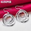 925 Sterling Silver Three Circle Drop Earring Jewelry