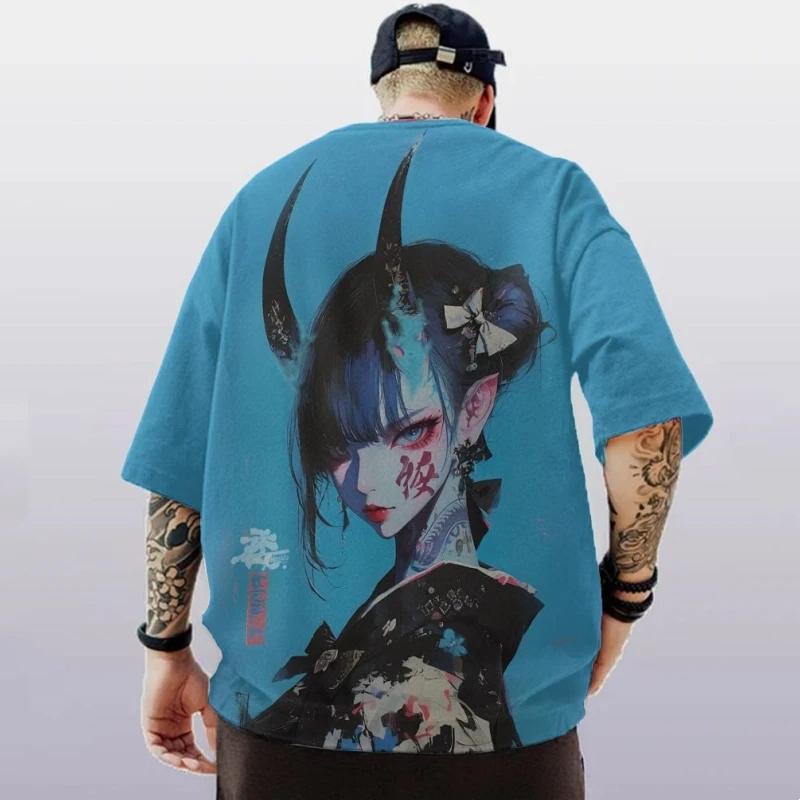 Fashionable Men's T-shirt, Anime Girl 3D Printed Short Sleeved, Street Trend Hip-hop Oversized Harajuku Men's Clothing Top