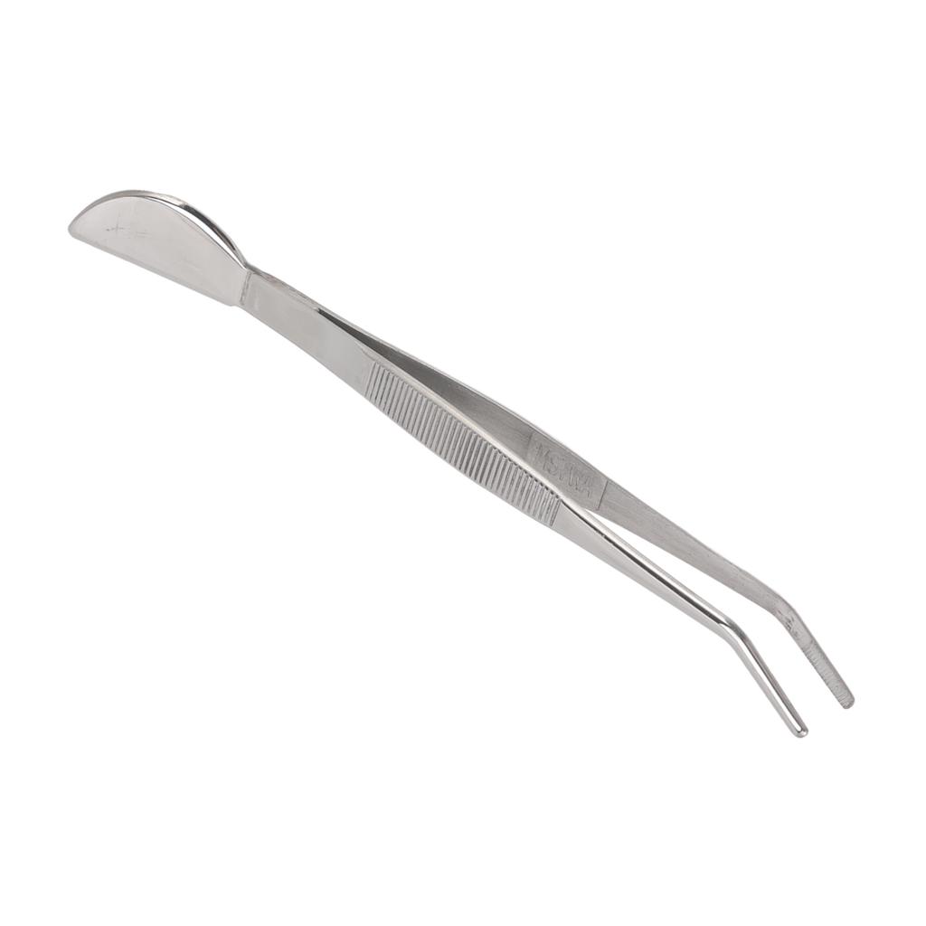 Stainless Steel Bonsai Tweezers Long Tweezers with Crescent Moon Spatula Head for Potted Loosening Soil Planing Grass