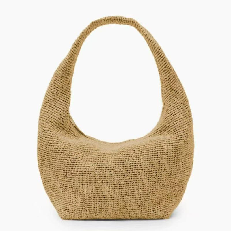 Versatile high-end straw woven bag women's new hand-woven bag large-capacity shoulder underarm bag vacation beach bag