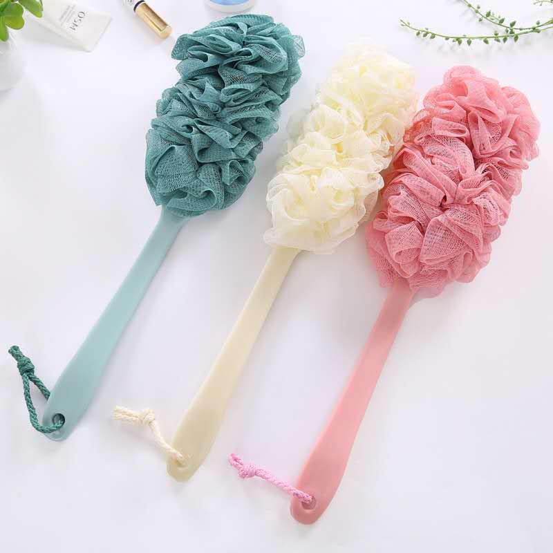 Vibrant Long-Handled Back Scrubber Set: Brush, Towel, and Bath Ball for Adults