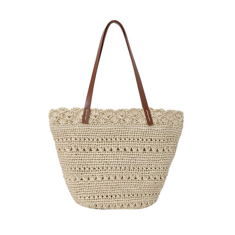 Large Capacity Woven Straw Bag Women's Summer New Shoulder Tote Bag Seaside Vacation Wind Beach Bag