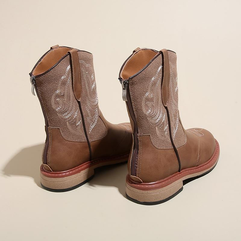 Lady Boots Boots-Women Shoes  Leather Ankle Cowboy Retro White Ankle Boots Denim Women's Shoes Boots-Women Low Cowboy