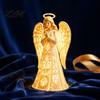 Hollow Carved Angel Sculpture Praying Night Light, Resin Decorative Figurine with Warm LED Lights Thoughtful Present for Friends Home Decor, Tabletop