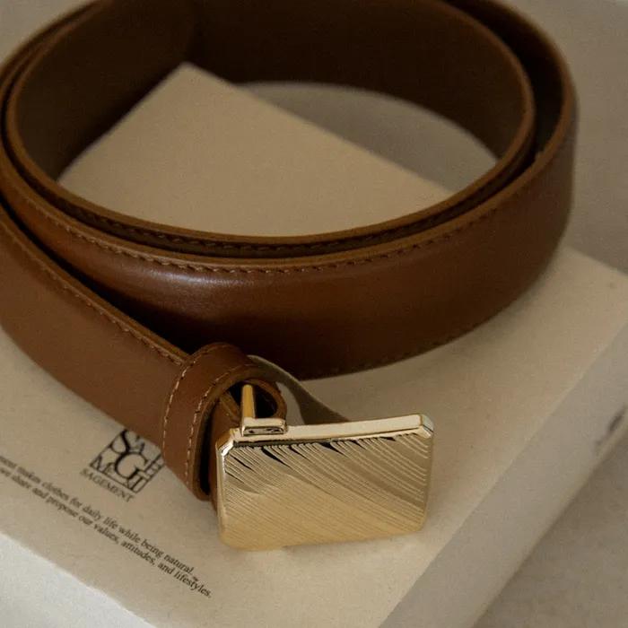 VINCENT SQUARE LEATHER BELT_3 Colors