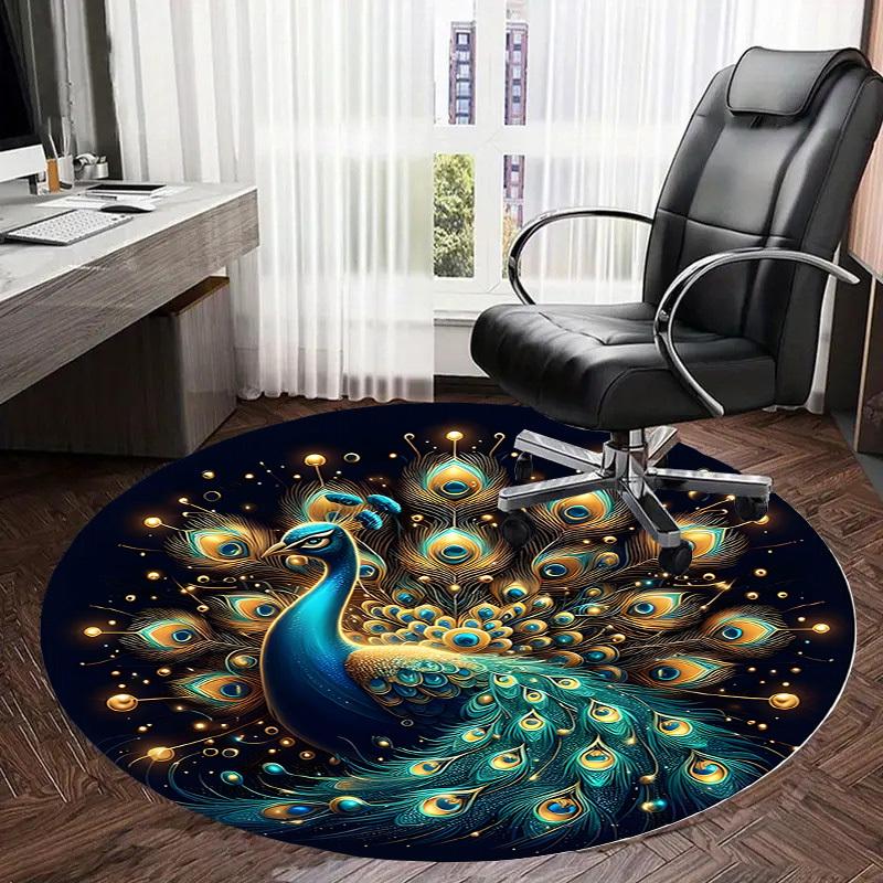 1pc Office Carpet Chair Mats Enchanted Peacock Feather Artwork Perfect for Decorating Office Chairs, Living Rooms, Or Bedrooms