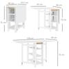 Kitchen table folding removable dining table 3 shelves 2 drop leaves modern design 120 x 60 x 75 cm white