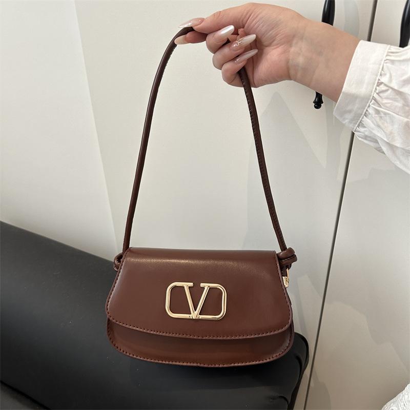 Spring new foreign solid color texture exquisite underarm bag women's retro trend high-end personality casual shoulder bag