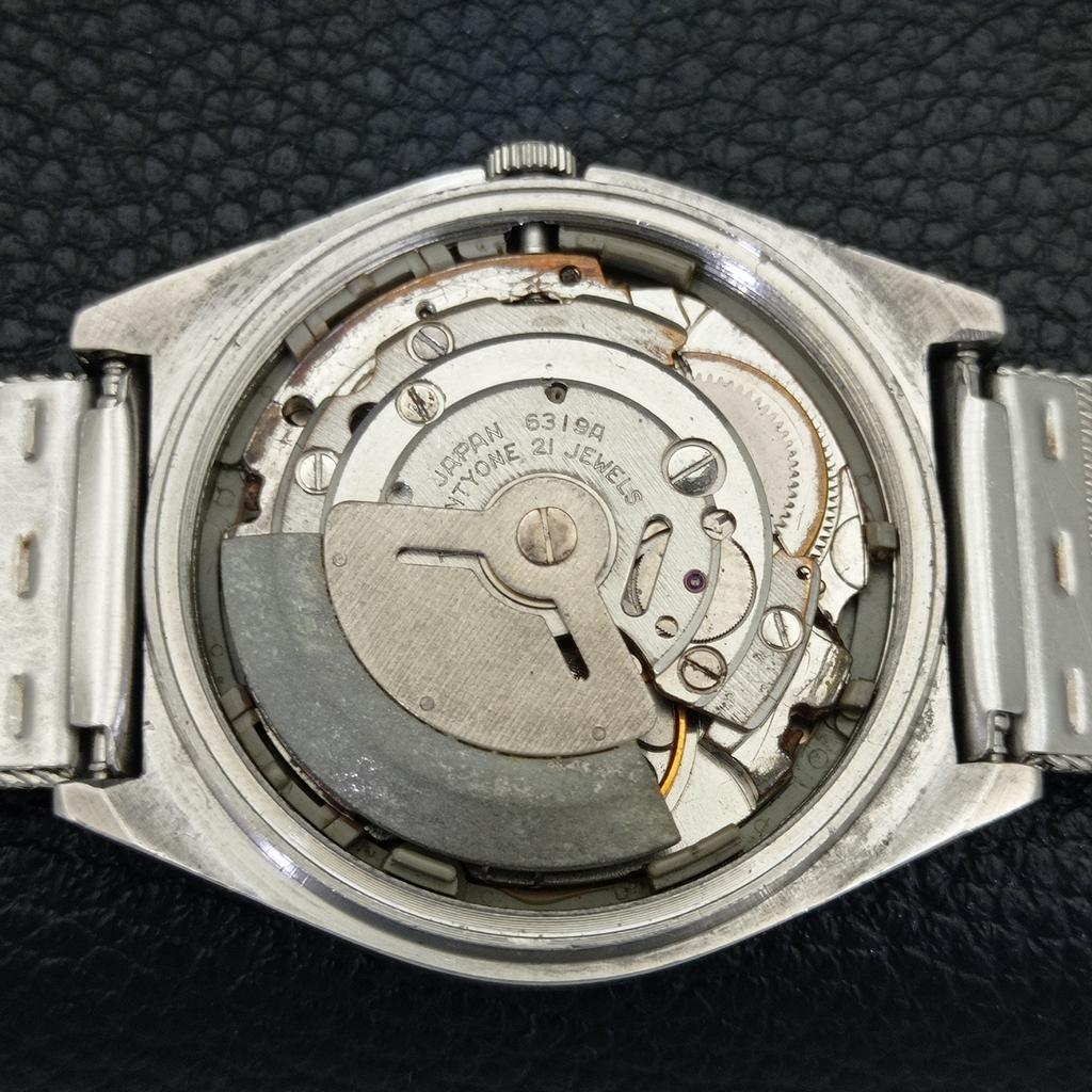 AUTOMATIC VINTAGE SEIKO 6319A JAPAN MENS WHITE COLOR DIAL WATCH a500827-5 R154-a500827