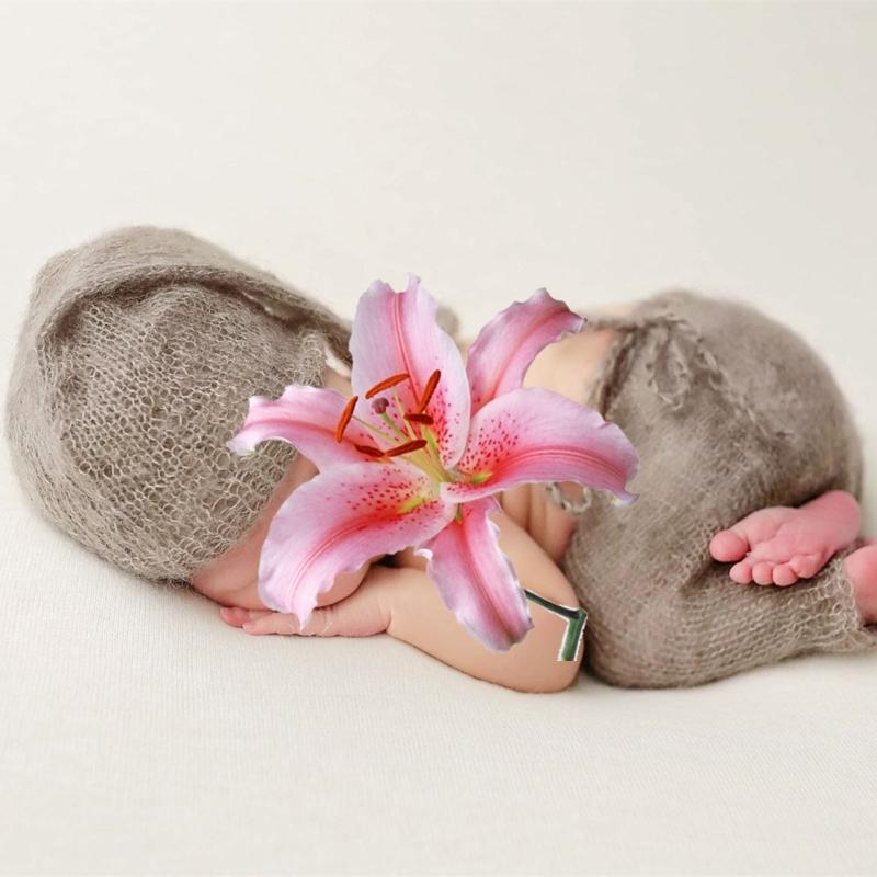 0-2 Monate Baby Foto Kleidung Strick Mohair Jumpsuit Mütze Neugeborenen Fotografie Kostüm Set Säugling Foto Outfit 2tlg