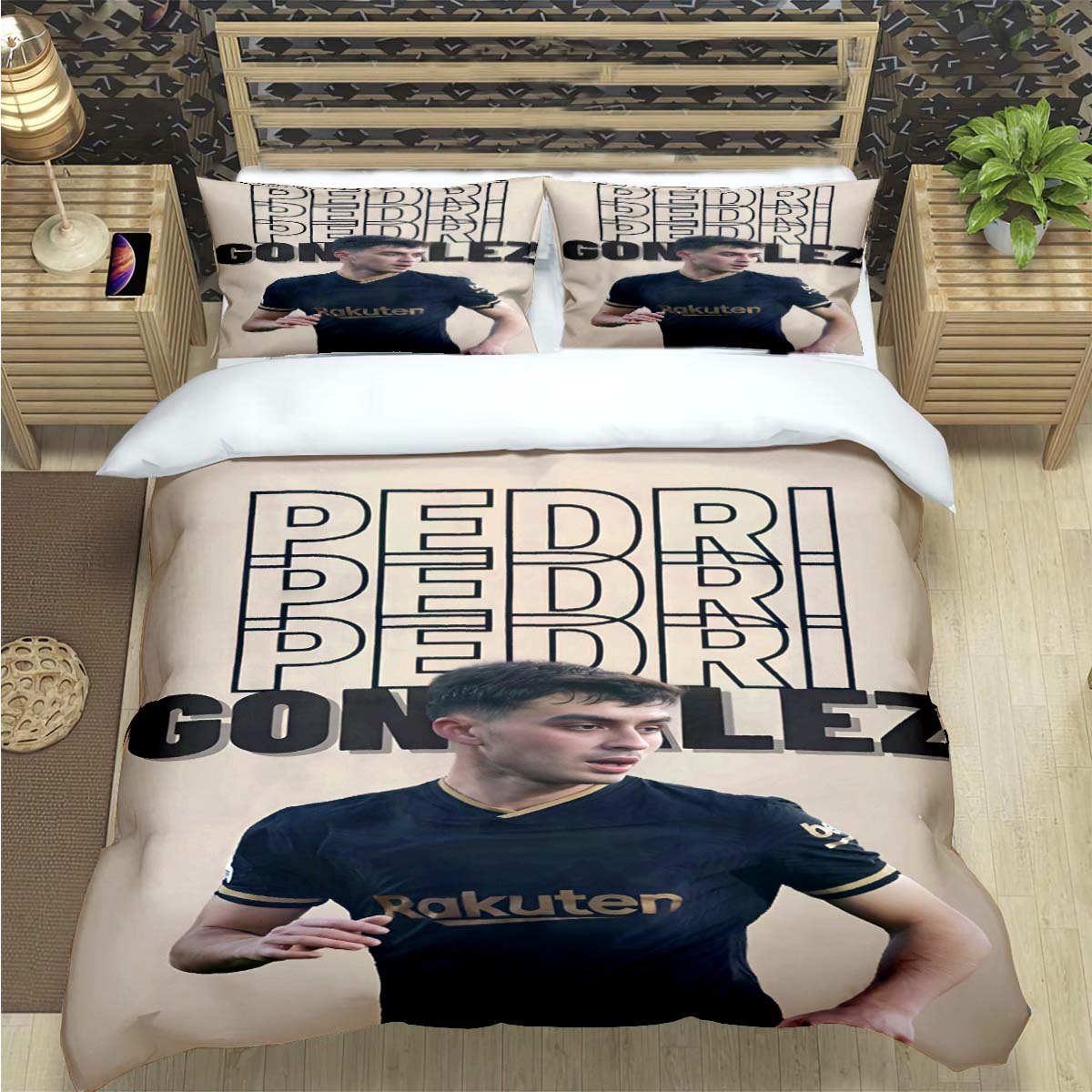 Fashion Spain Football Star P-Pedri Bedding Sets Bed Supplies Set Duvet Cover Bed Comforter Set Bedding Set Luxury Gift EU Single(135*200cm)3pcs
