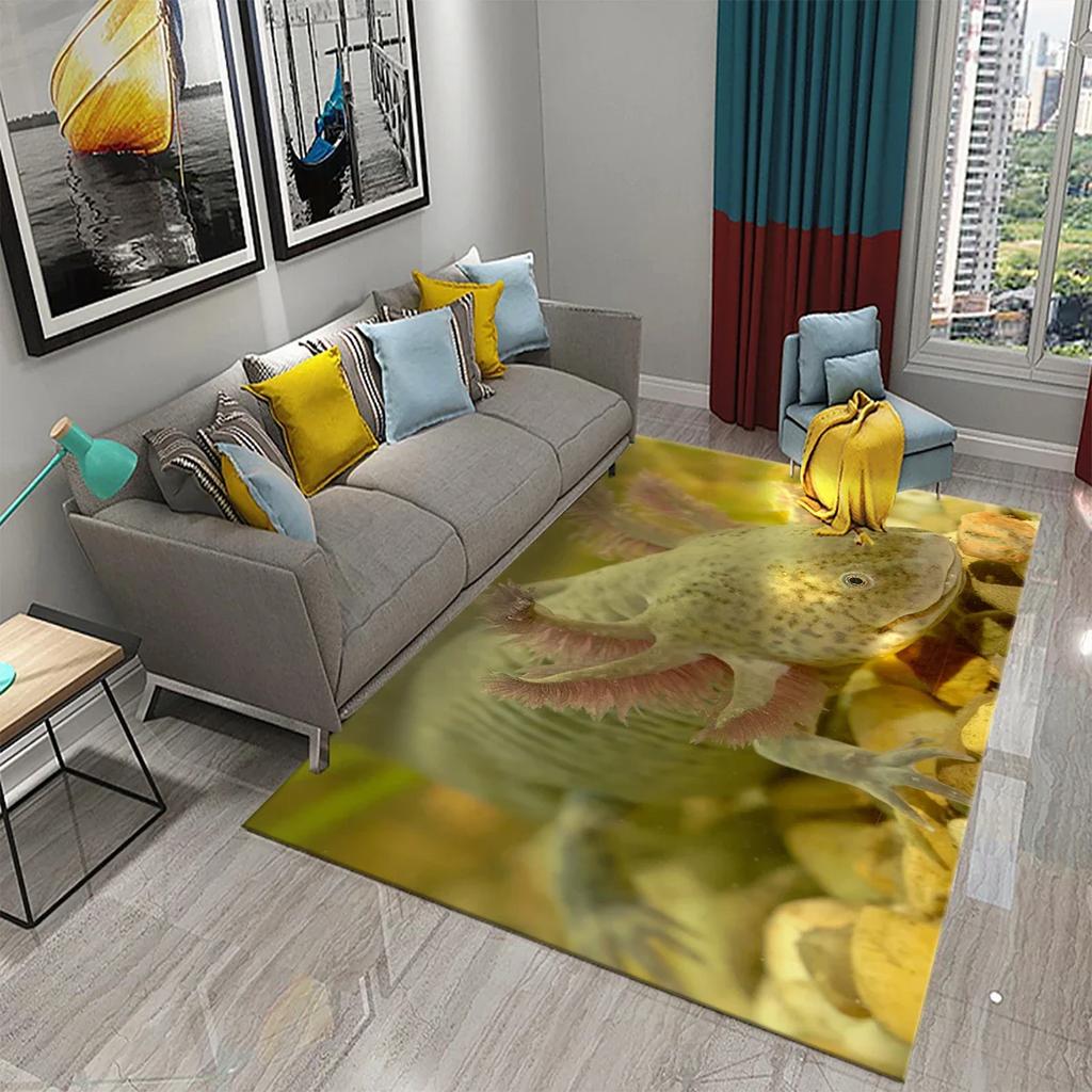 Cute Cartoon Axolotl Carpet for Bathroom Entrance Non-Slip Carpet Pink Living Room Bedroom Mat Welcome Doormat Floor Decor Rug