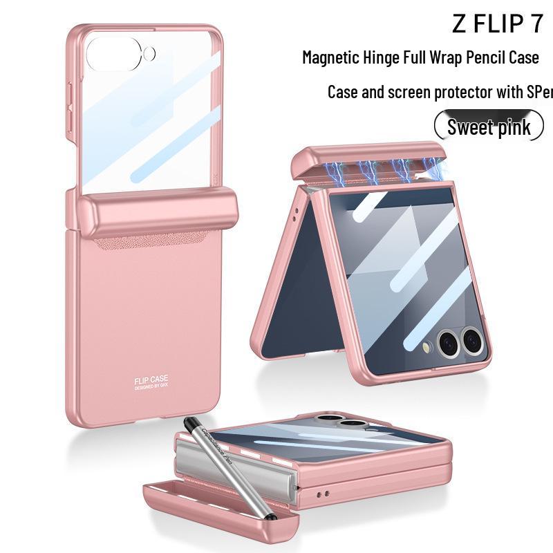 Samsung Z Flip7 Magnetisk Deksel med Penneholder & Beskyttende Skall for Flip6