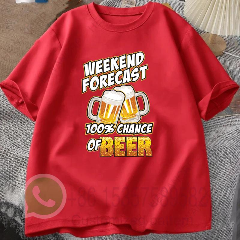 Weekend Forecast Mens Tshirt Summer Tracksiut Roundneck Pullovers Shortsleeved Harajuku Cotton Sweatshirt Casual Streetwear