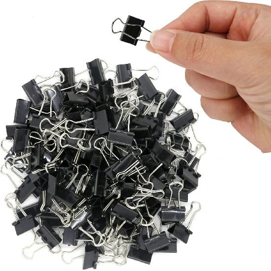 120 Pack Mini Binder Clips, Black Binder Clips, Small Paper Clips 15mm 5/8 Inch. Micro Size Office Clips for Home School Office and Business.