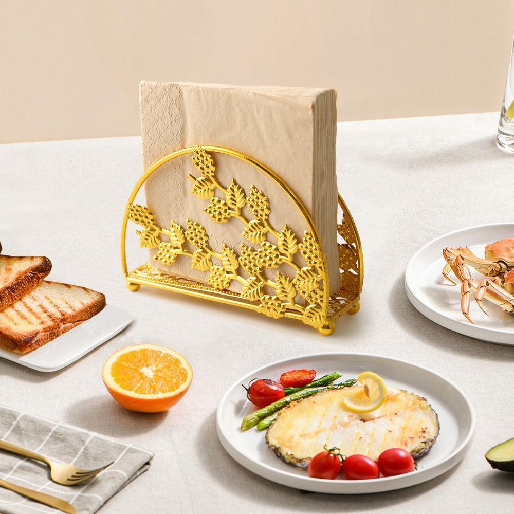 Hollowed-out Design Metal Napkin Holders Flowers&Leaves Tissue Storage Rack  Countertops