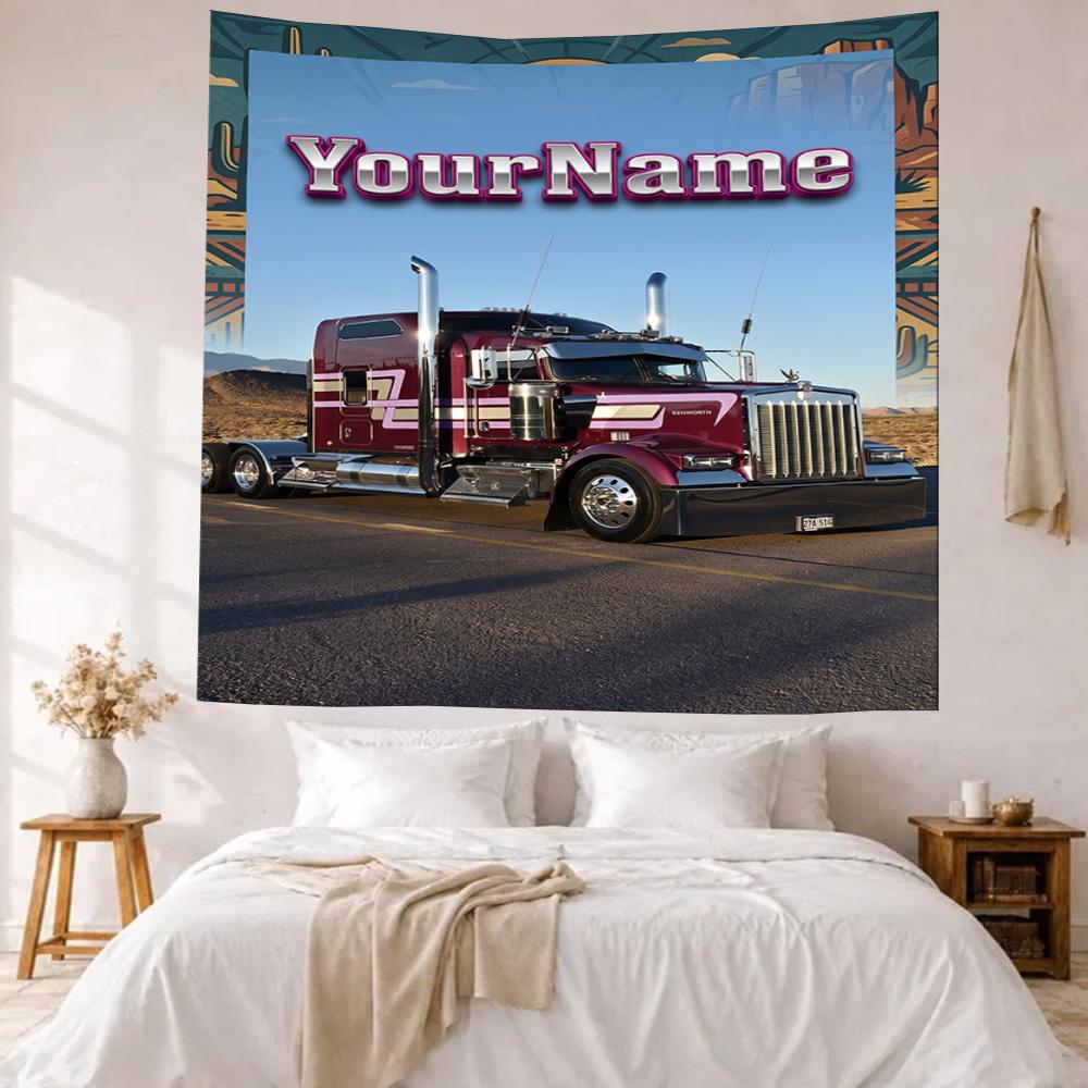 Kw Heavy Trucks Custom Your Name Wall Decor Tapestry Art For Pet Memorial Birthdaywedding Party Backdrop Family Gift