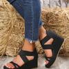 Damen Freizeit Keilsandalen Offene Zehen Dicke Sohle Plateau Sommer Freizeitschuhe Riemchen hinten Leichtgewichtige Damen Slingback Sandalen
