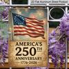 2D Flat Decoration Aluminum Sign 7.87*11.8 Inch Plaque 2026 America 250th Celebration Vintage- Patriotic American Flag with 250th Anniversary Text