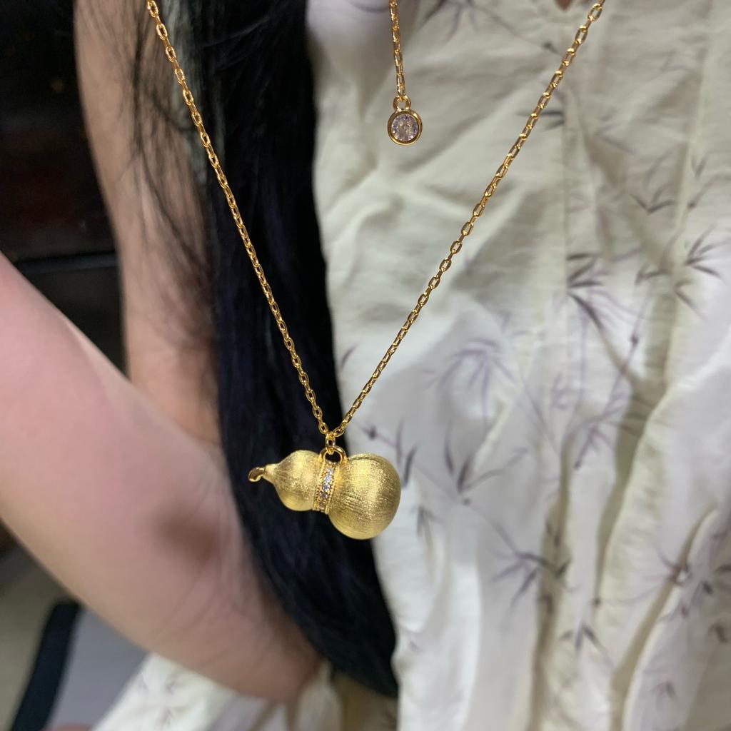 Ancient Gilt Brushed Craft Fulu Velvet Gourd Necklace Retro Temperament