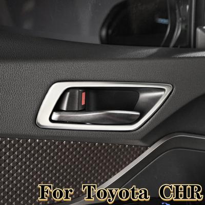 Stainless Steel 4 Pcs Car Interior Door Handle Trim Car Inner Door Bowl Sticker for Toyota C-HR CHR 2016 - 2018 Auto Accessories