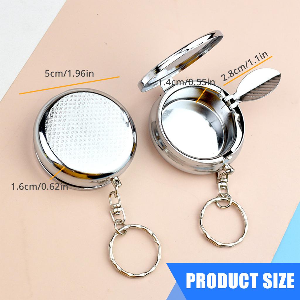 Portable Ashtray Keychain for Car Use Fireproof Alloy Ashes Holder Keyring Smokings Accessories for Indoor and Outdoor