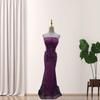 European and American New Sexy Tube Top Purple Heavy Industry Nail Drill Mesh Hip Party Evening Dress