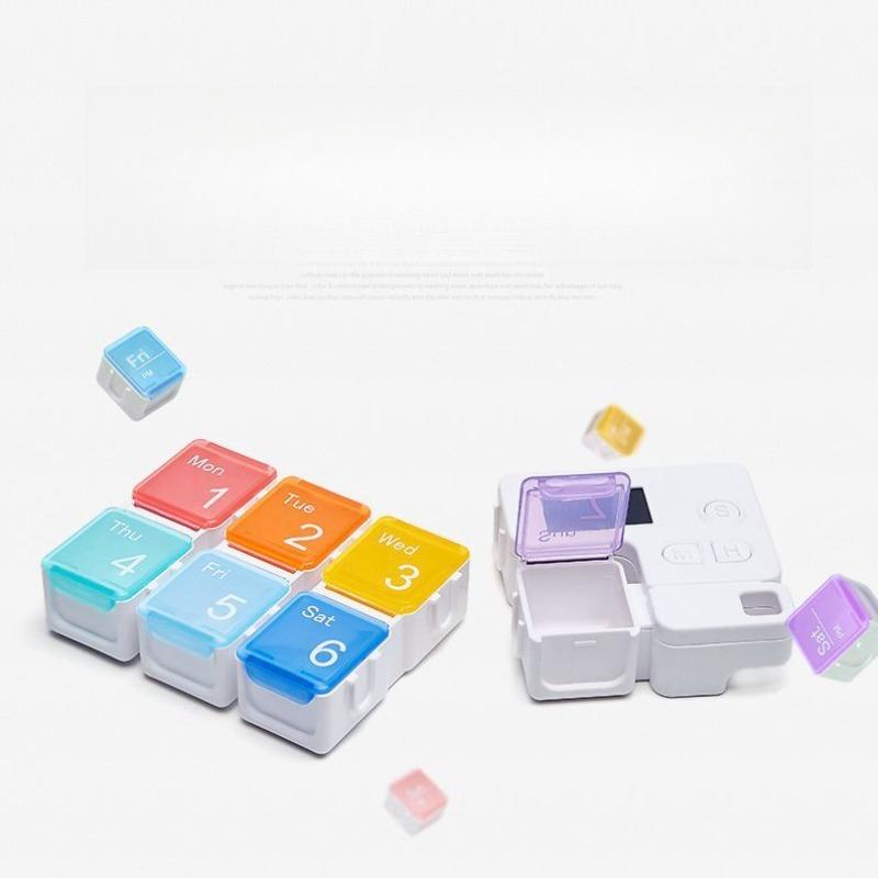 1 st Liten pillerask med 3/5/7 fack Veckoförpackning Tidsinställd Bärbar Intelligent Läkemedels påminnelseenhet Reseförvaring