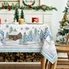 Christmas Snowman Pine Snow Waterproof Tablecloth Table Decor Winter Xmas Holiday Kitchen Dining Tablecloth Christmas Decoration