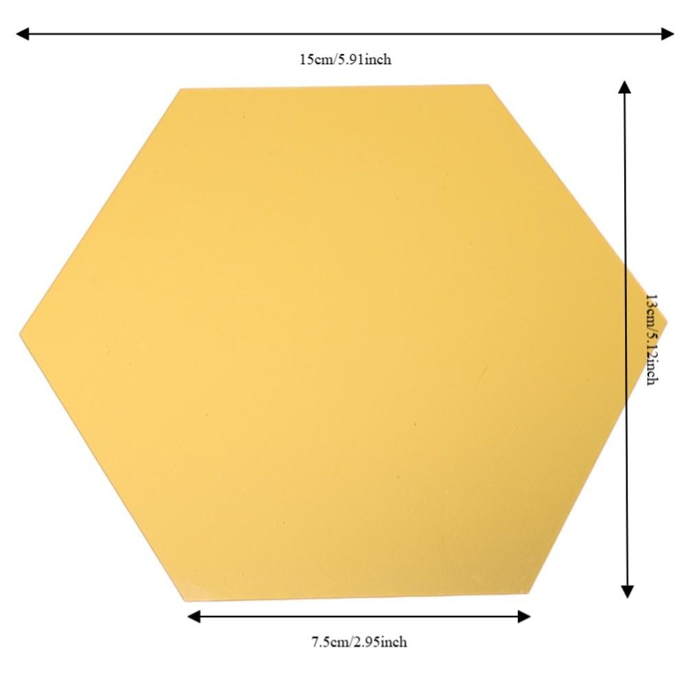 12pcs Acrylic Hexagon Mirror Wall Sticker Golden Hexagon Double-sided Tape Wall Decor Self-adhesive 2.95*5.12*5.91in
