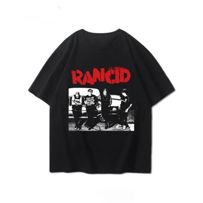 Rancid Band Kurzarm T-Shirt für Herren Sommer Amerikanischer High Street Print Kühl Reines Halbarm Trendiges Bedrucktes T-Shirt Top