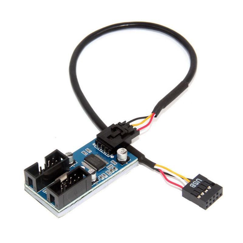 Motherboard USB 2.0 9Pin Female Interface Header Splitter 1 To 2/4 Extension Cable Adapter 9-Pin PC Computer USB HUB Connectors