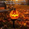 Easy Install Soil Insert Garden Stakes Solar Halloween Pumpkin Light, Waterproof LED Outdoor Resin Ghost Face Yard Lamp with Stake for Pathway