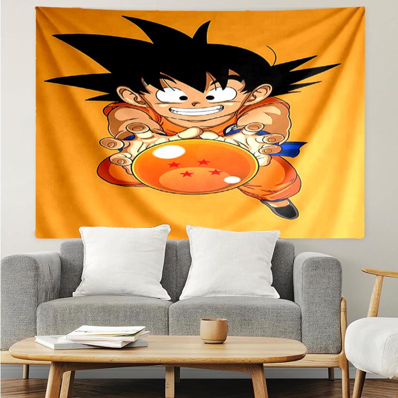 Dragon-Ball Print Tapestry, Backdrop, Easy Setup, Ideal for Bedroom, Office & Living Room, with Aesthetic Wall Hanging Decor.