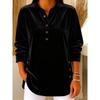 Autumn Winter New Women's Gold Velvet Top Casual Loose V-Neck Button Long Sleeve T-Shirt Velour Tee