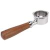 Coffee Bottomless Portafilter with Wooden Handle Stainless Steel Coffee Machine Filter Holder Replacement Parts