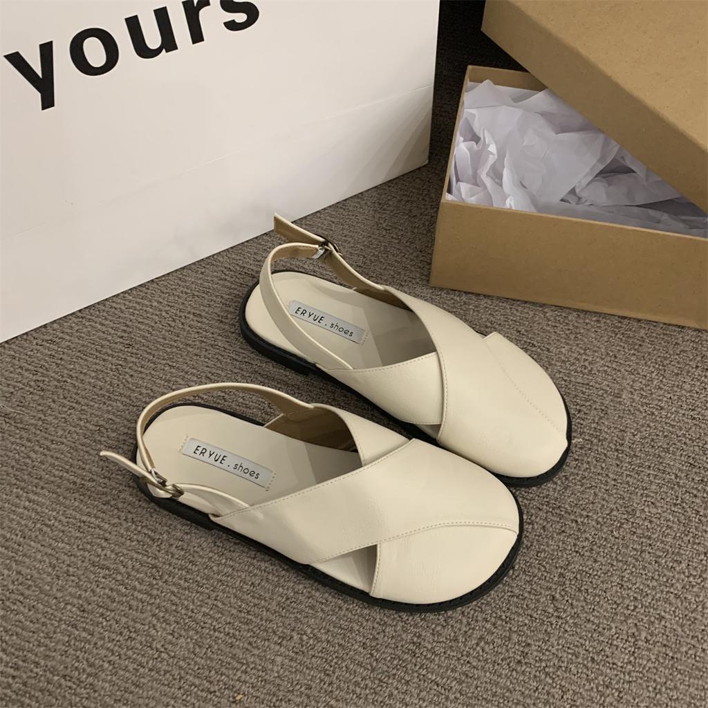 Shoes Woman 2025 Low Slipper Buckle Strap Fabric Hoof Heels PU Slides Rubber Shoes Woman 2024 Low Slipper Buckle Strap Rubber Sl