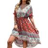 New summer vacation medium and long slim ethnic style print irregular dress