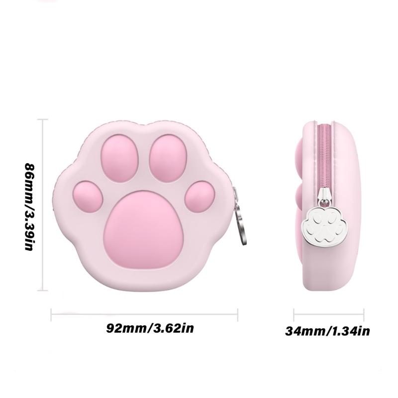 Soft Silicone Material Earphone Pouch In Adorable Feline Shape For Keychains Attachment Design
