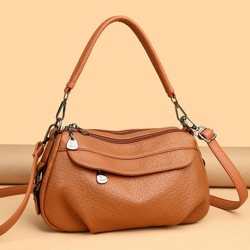 Retro Classic Multi-layer Large Capacity Single Shoulder Bag Summer Style Women's Crossbody Bag Simple and Versatile Texture Small Bag