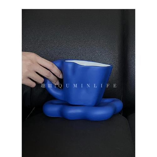 Modrý keramický hrnek Kancelářský šálek na vodu Odpolední čaj Kávový šálek Sada podšálek Snídaně šálek na mléko Evropská domácí kreativní sada na pití