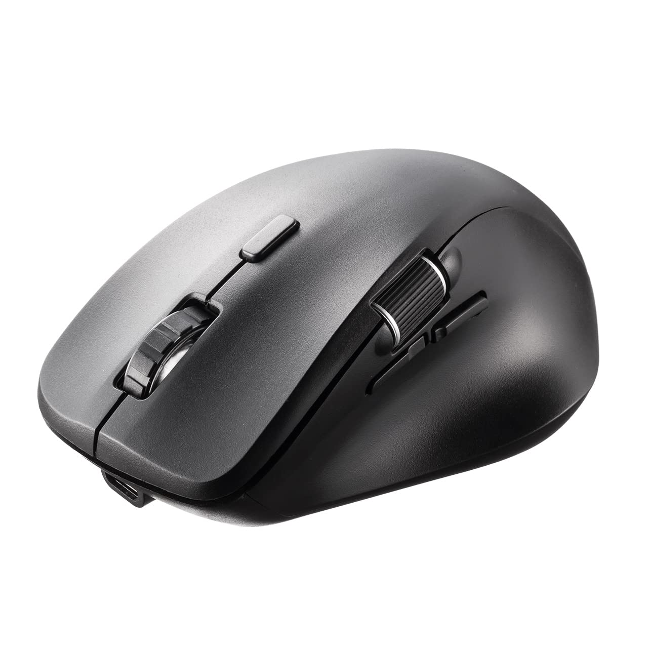 

Sanwa Direct Bluetooth Миша з боковими кнопками, сумісна з чорною мишею, прокручування, акумуляторна, тиха, мульти-сполучення [обладнана кнопками Назад/Вперед ] iOS, чорний
