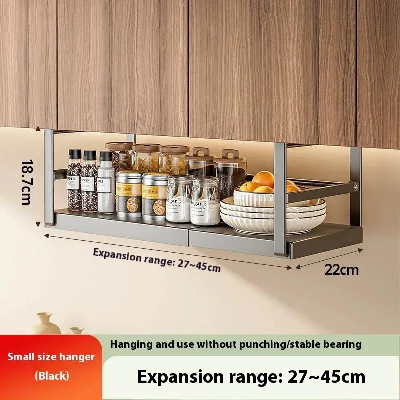 Multifunctional Kitchen Cabinet Under Hanging Shelf Retractable Hanging Layer Storage Basket Spice Organizer Cabinet Accessories