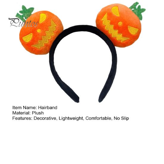 Versatile Costume Hair Pieces Halloween Plush Pumpkin Headband, Fuzzy Orange Ghost Face Holiday Headwear for Kids Adults Accessories Women Cosplay